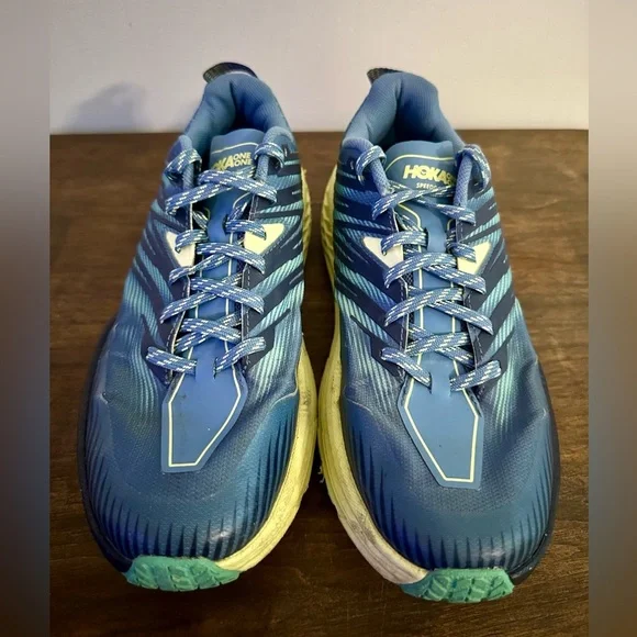 Hoka Speedgoat 4 Shoes Womens 10 Blue Daily Trail Woods Hiking Terrain Vibram - Picture 4 of 9